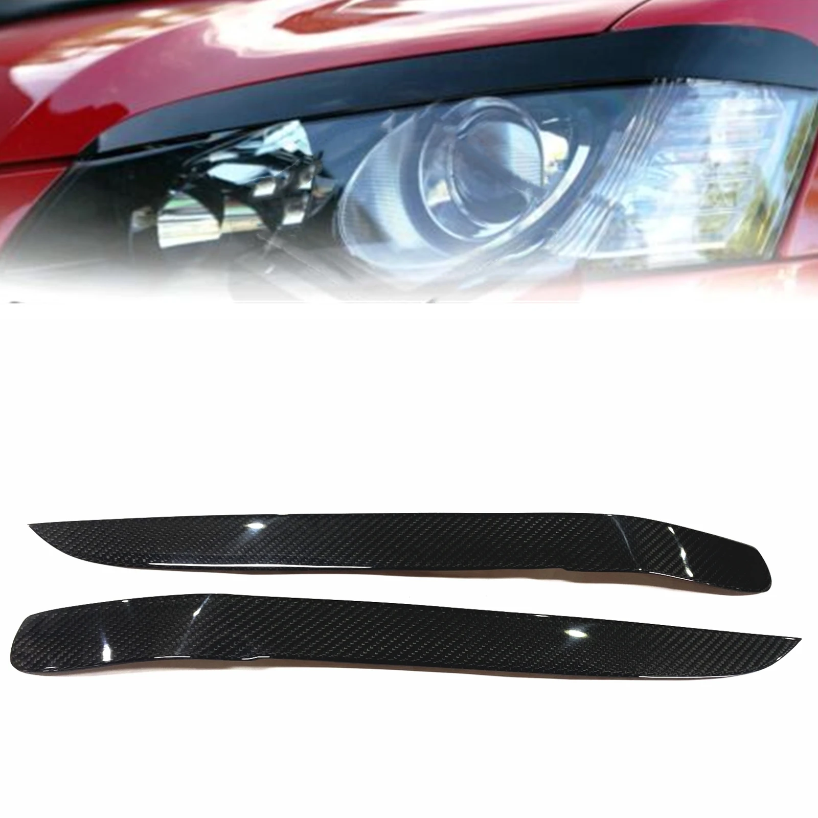 2PCS Carbon Fiber Car Headlight Eyebrow Front Lid Headlamp Eyelid Trim Sticker For Holden VE Commodore SS SSV SV6 S OMEGA