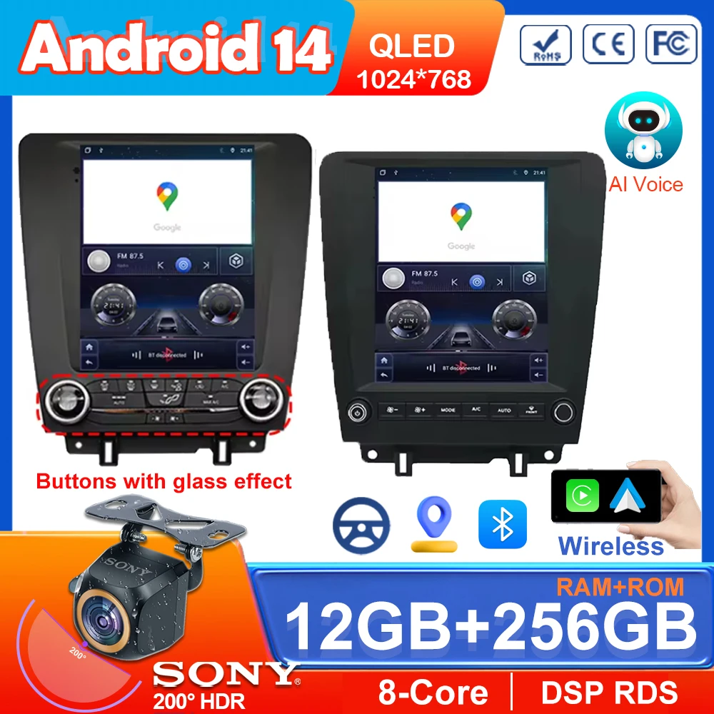 

2 Din 9.7" Android 13 Carplay Car Radio For Ford Mustang 2013-2014 Multimedia Player GPS Auto Stereo DVD GPS Navigation