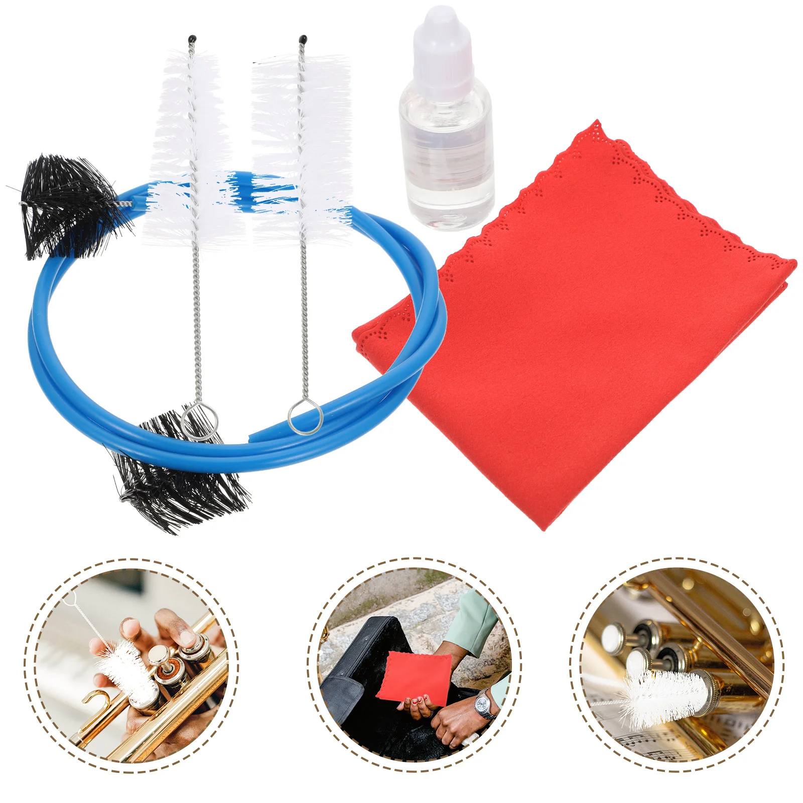 

1 Set Trumpet Cleaning Kit Brush Cloth Valves Oil Flexible Tools For Wind Instruments Durable Long-Lasting Use Horn Supplies