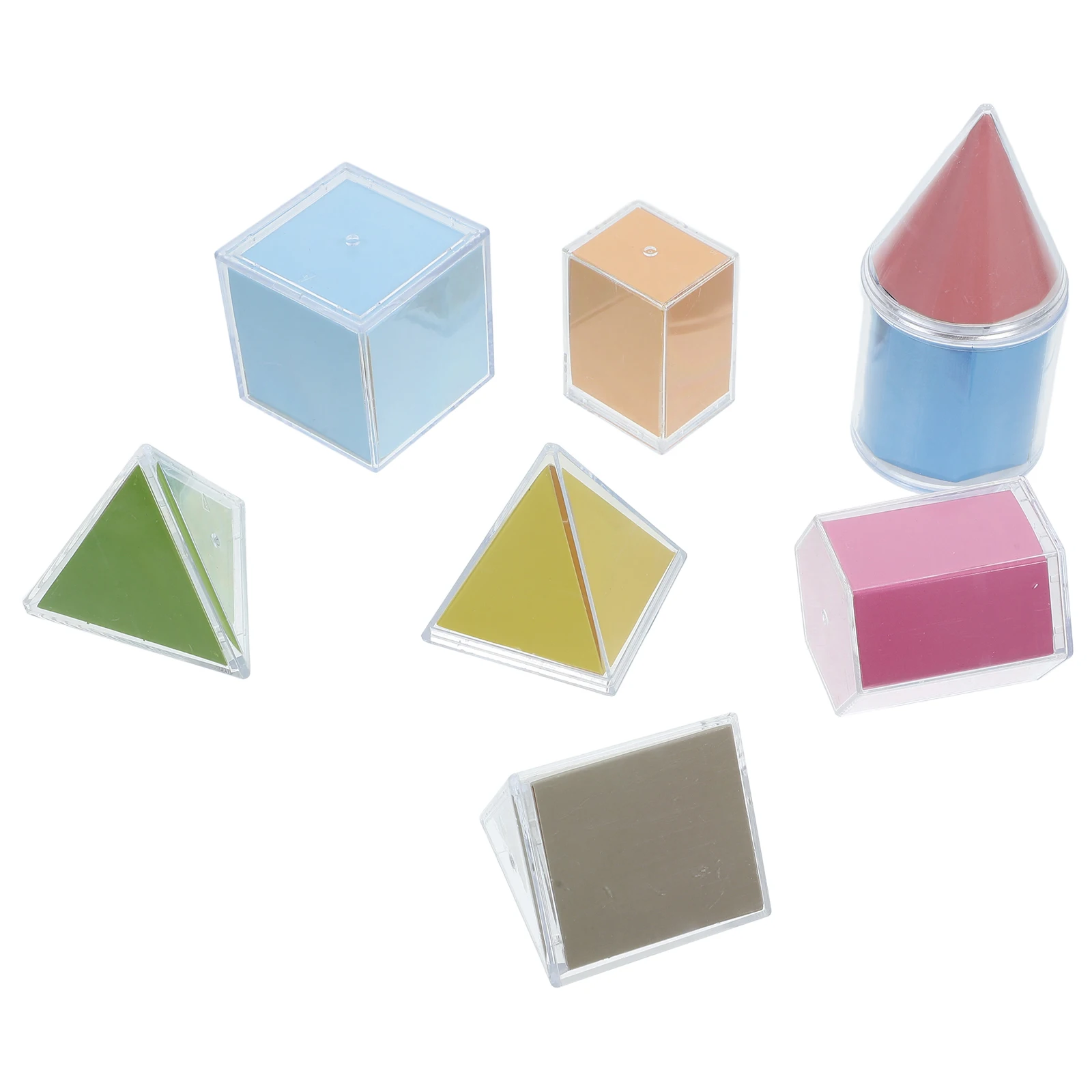 8pcs Transparent Plastic Detachable 3D Geometry Shapes Learning Aids Math Tools Geometric Solids Spatial Imagination Toys
