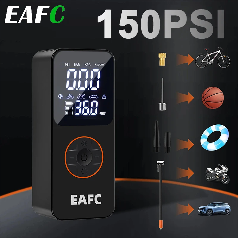 EAFC 6000mAh Cordless Tire Inflator Dual Power Supply with LED Light Portable Air Compressor Pump for CarsBikes Motorcycles