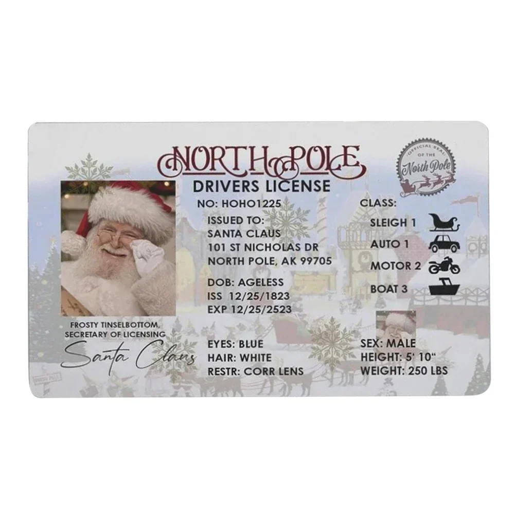 Card Santa Claus Flying Licence Christmas Eve Driving Licence 2025 Christmas Gift For Children Kids Christmas Decoration 2024