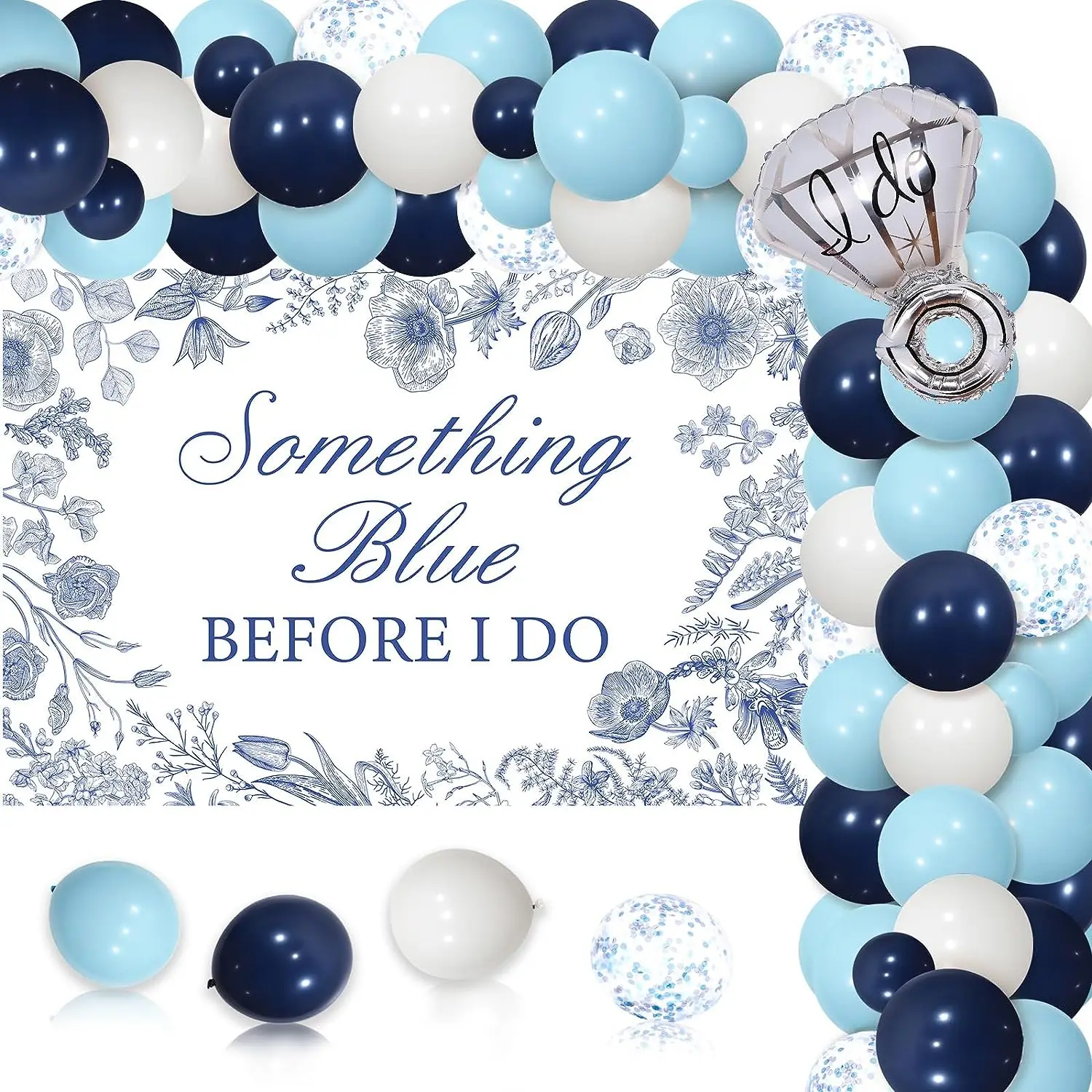 

Something Blue Before I Do Bridal Shower Decorations for Women Blue and White Balloons Garland Arch Kit Flower Party Backdrop