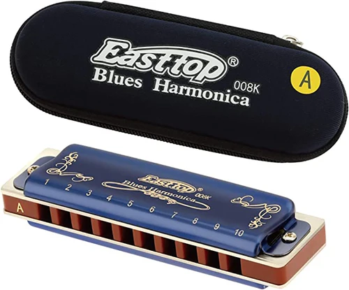 Imagen 2 del producto East top Armonica 008K Blues Harp Mouth Organ10 Agujeros 20 Tonos Armónica de Blues Diatónica con Estuche Azul, Armónica de Grado Superior