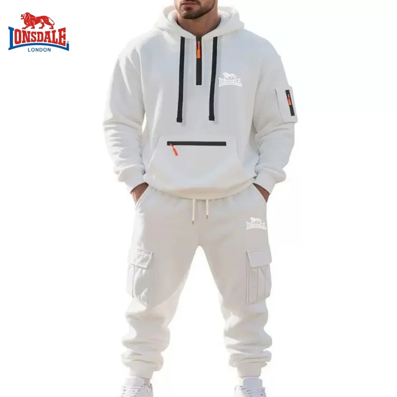 

New Spring and Autumn High Quality Leisure Hoodie Set for Men's Outdoor Sports, Multi Pocket Two Piece Set