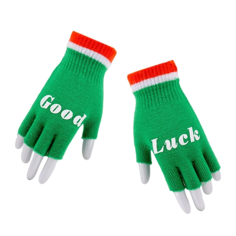 

Stylish Thicken Gloves for Girl Women Christmas Gift Green Half Finger Gloves Dropshipping