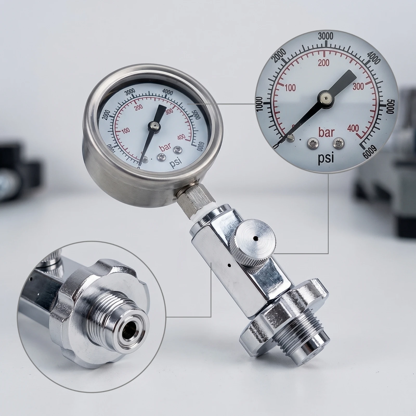 Pressure Gauge with Bleed Valve Corrosion-Resistant DIN Valve Tank Pressure Checker Reliable Sturdy for Dive Technicians