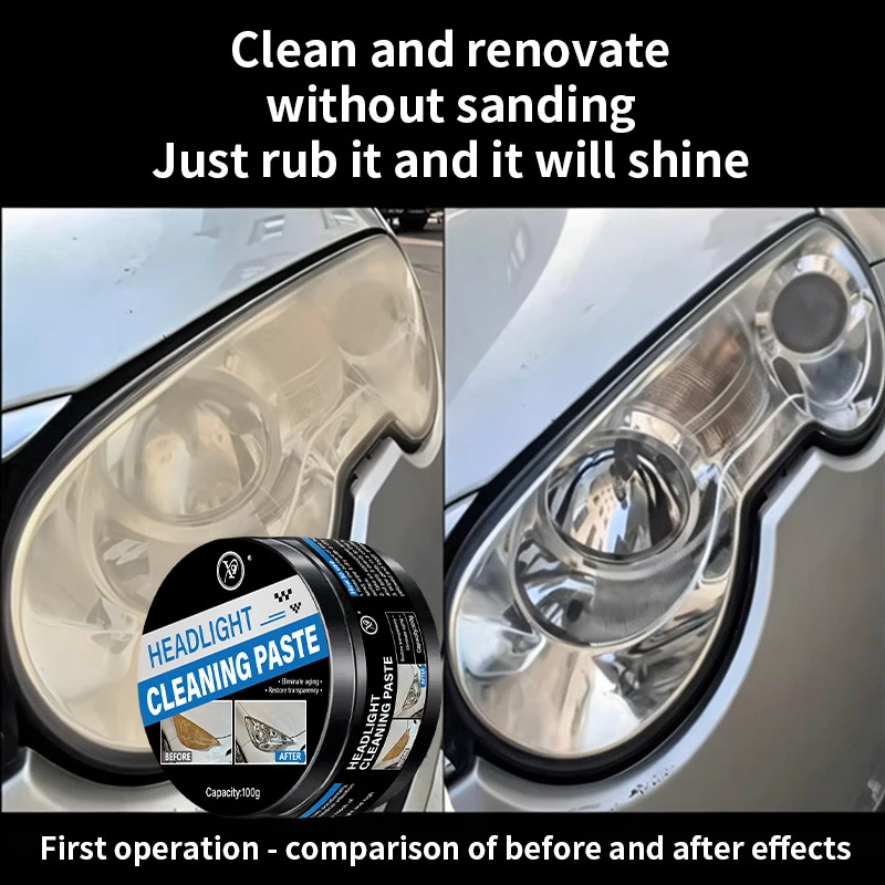 Car Headlight Restoration Paste for Yellowing, Oxidation and Haze Repair, Headlight Polishing Compound, Lens Cleaning Repair Age
