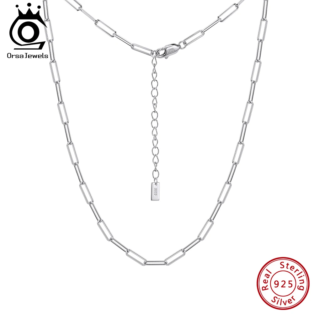 

Оригинальное ожерелье-цепочка ORSA JEWELS из стерлингового серебра 925 пробы с звеньями в форме скрепок для женщин, повседневное колье-чокер из золота 14K, ювелирное украшение SC89