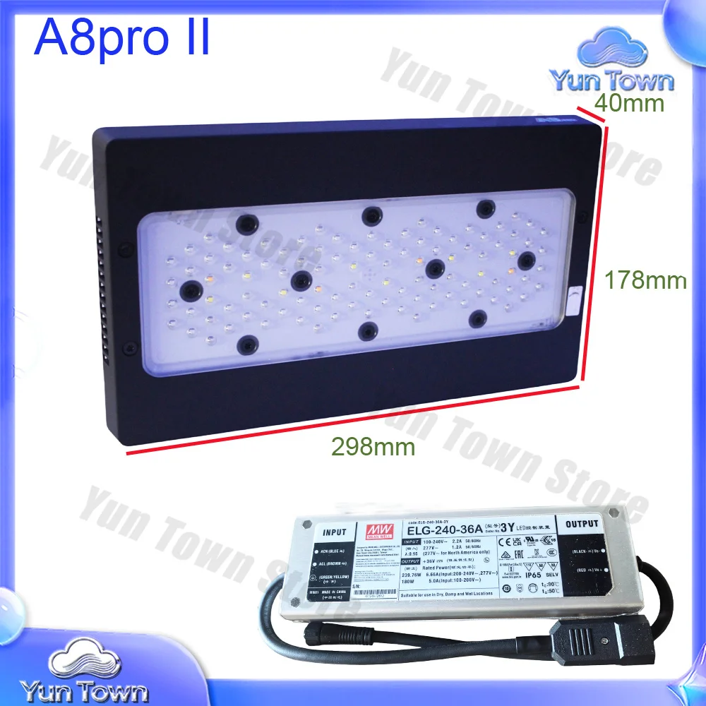for Max Blue Pro 240W Marine Aquarium Light 8 Channel Programmable Reef LED Light with Cree LED Meanwell Driver for Fish Tank
