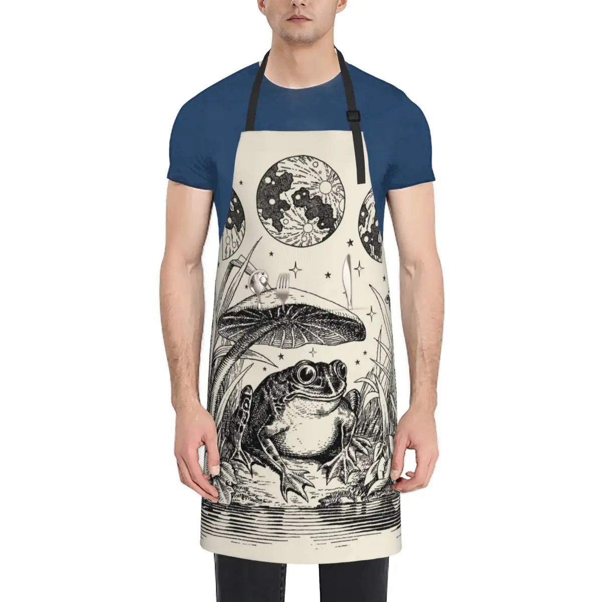 Cottagecore Aesthetic Frog, Mushroom Moon Witchcraft: Vintage Dark Academia, Goblincore Froggy, Emo Grunge Nature Fantasy, Apron