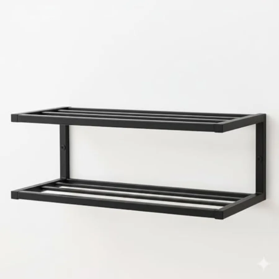 

Wall Mounted Shoe Rack - Modern 2 Tier Shoe Hanger with Easy 5 10 Minute Assembly - Space Saving Stylish Floating Shoe Rack for