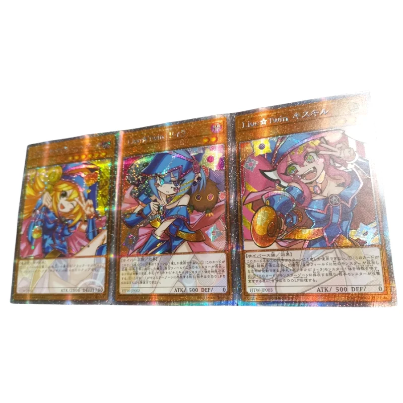 3Pcs/Set Yu Gi Oh Cards COS Black Magician Girl Evil Twin Anime Game Characters ACG Collection Color Brushed Flash Card DIY Toys