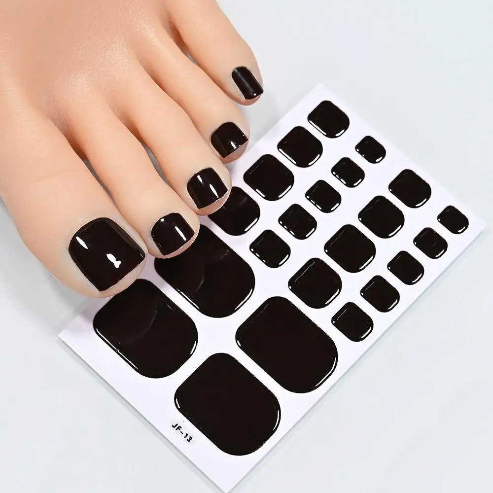 22tips Baking Free Toe Nail Sticker Wraps Solid Color Summer DIY Cover Toenail Strips Foot Adhesive Decals Self Full Polish Y6P4