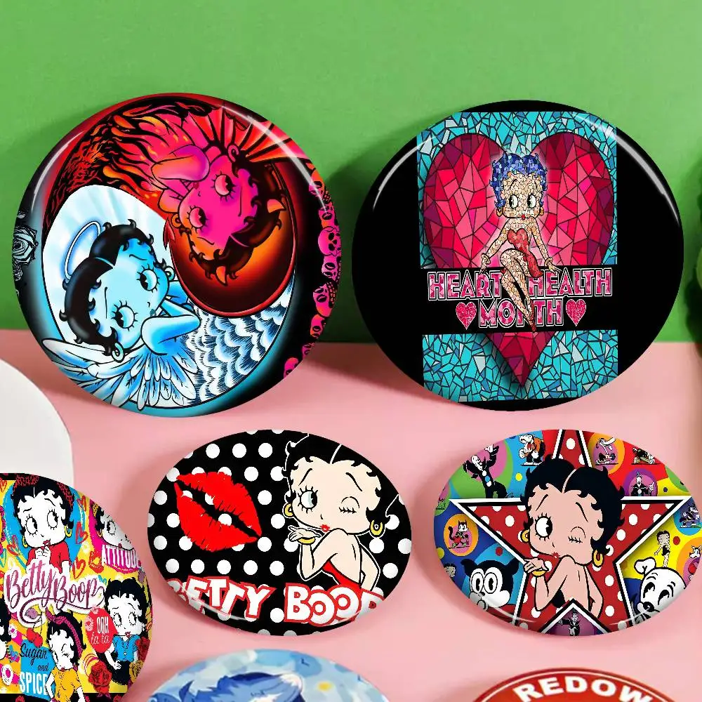 B-Betty Doll B-Boop Girl دبوس زر ناعم مشرق مطبوعة أيقونة هدية للأصدقاء شارة طوق بروش التلبيب دبوس معدني