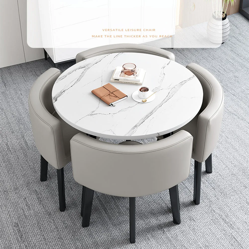 

Living Room Gray Table Set Round Table Marble Dinning Table 4 People Casual Coffee Tables Leather Chair Stoliki Kawowe Furniture