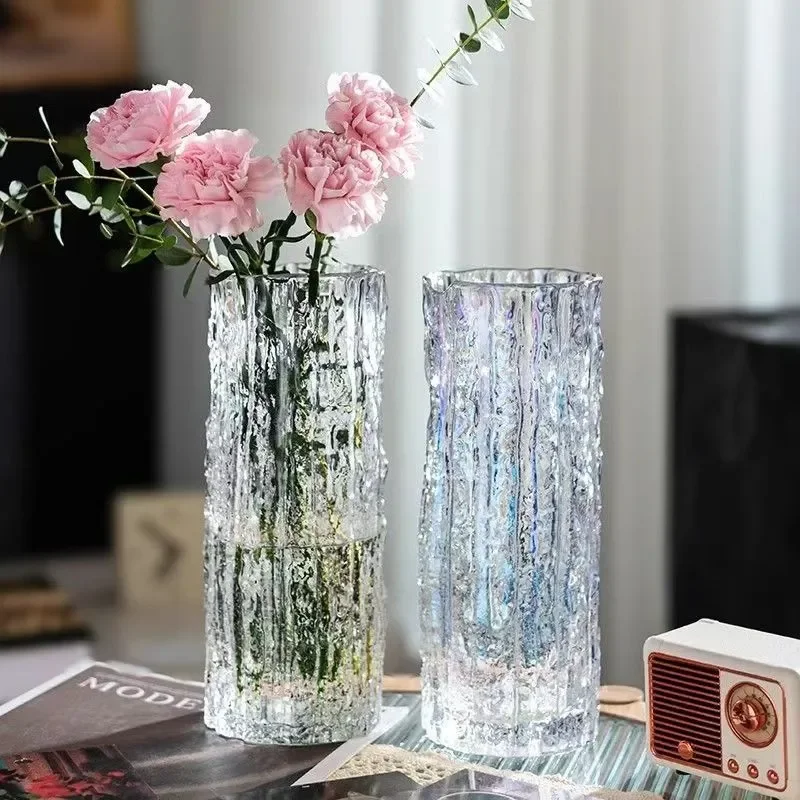 Transparent Glass Vase for Hydroponic Lily Rose Modern Light Luxury Home Decor Living Room Flower Arrangement Ornament