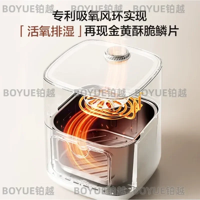 6.5L Large Capacity Air Fryer with Dual Heat Source and Transparent Window Smart Visual Cooking Appliance for Healthy Oil