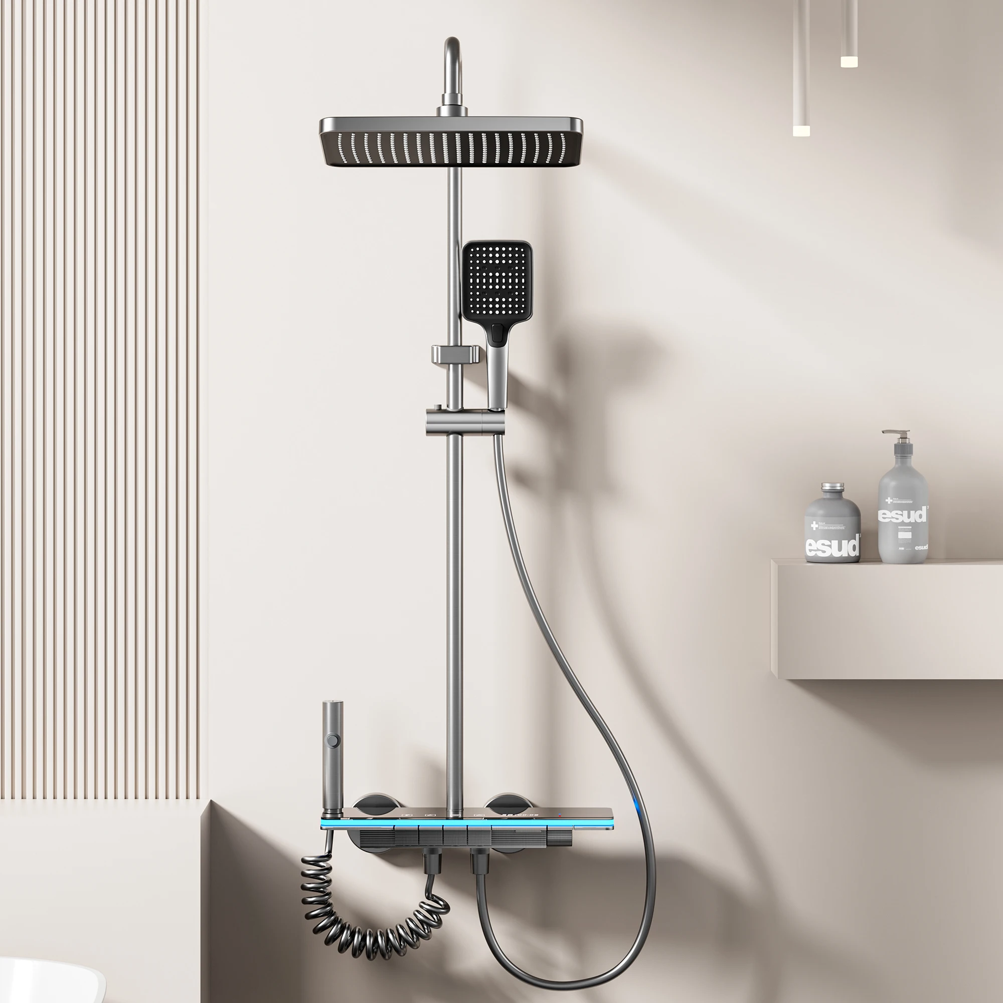 /Ceiling Head Rain  Dual Shower Head System Luxury High Pressure Premium Shower Head Water Filter Odm with Hose Set