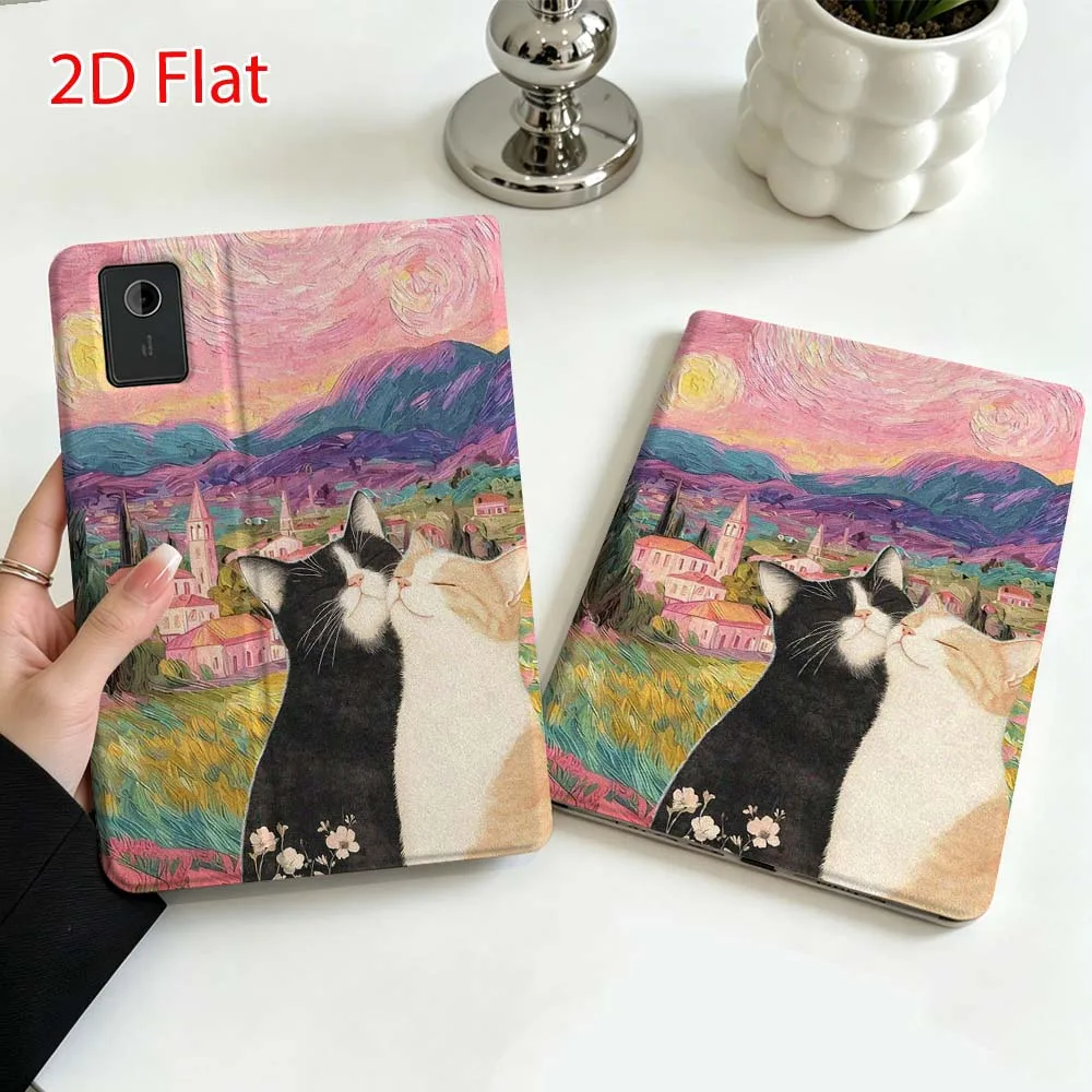 Cat art design pattern For Lenovo Xiaoxin Pad Pro Tab P12 P11 11 13 11.2 inch K11 Plus Pen Tray Tablet Case Soft