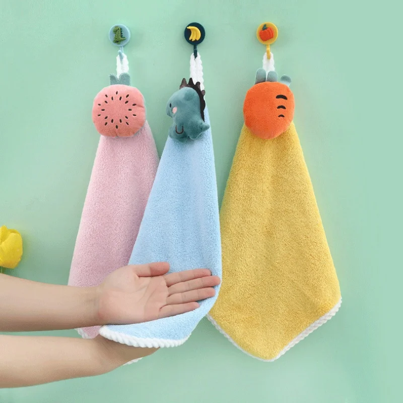 iBaby Cartoon Hand Towel for Kids Baby Cotton Coral Fleece Cloth Water Absorption Kitchen Towel