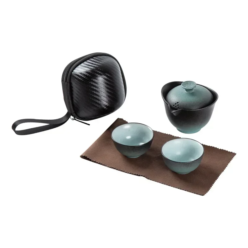 

Ceramic Porcelain Kung Fu Teaset Teaware Outdoor Travel Tea Set Gaiwan Anti-scalding 1 Pot 2 Cups Teapot Infuser Tea Ceremony