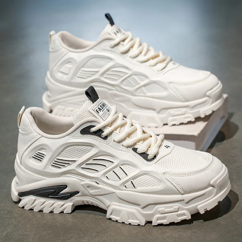 Men's sports shoes, teenagers' mesh surface trendy casual dad shoes, men's anti-slip height-increasing sports shoes