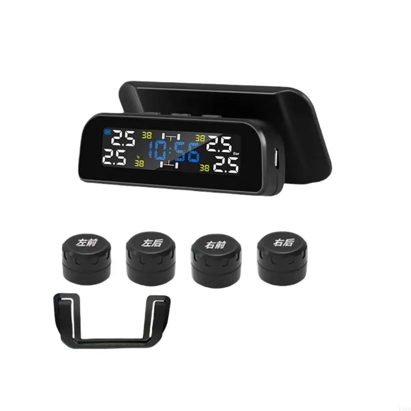 

R58D Tire Pressure Monitoring System With Solar Charging And Audible Alerts For Everyday Commuting Enhances Vehicle Safety