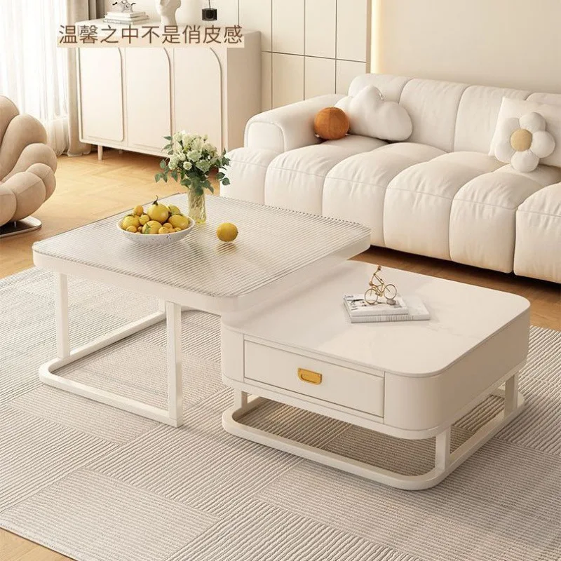 

Cream wind rock board coffee table small apartment living room household light luxury modern small table new square Internet