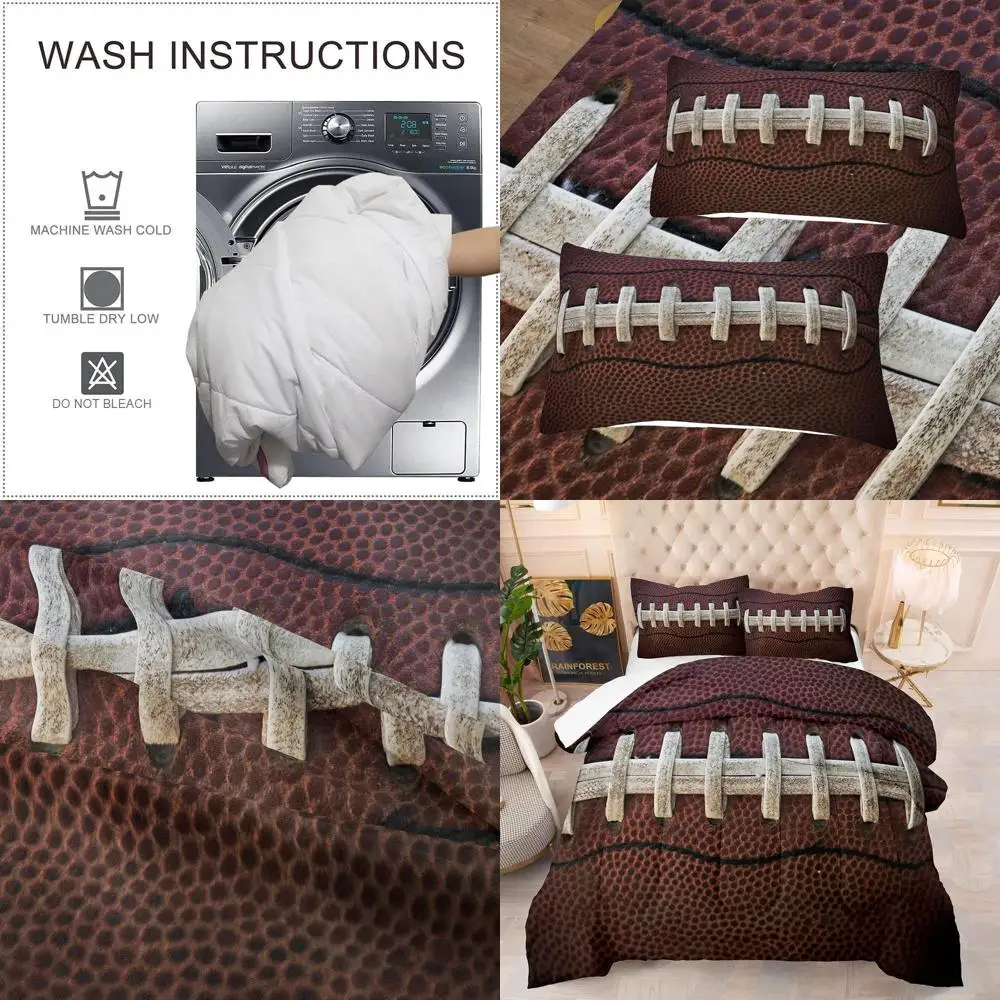 

Коричневый футбольный комплект постельного белья размера «queen-size» для мальчиков и подростков с одеялом и 2-мя шамами