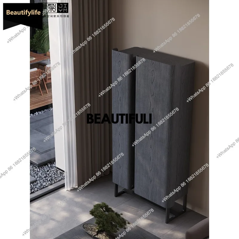 D80 ash tea cabinet, vertical storage cabinet, living room home storage cabinet, high-end sense of Bogu shelf