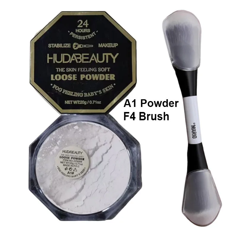 Juego de maquillaje facial con polvo suelto y pincel F4, Base de control de aceite, corrector, maquillaje, contorno de ojos, punto, círculo oscuro