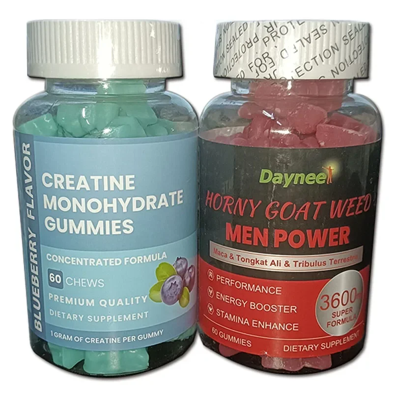 

1 set one water creatine gummies+male energy gummies to relieve tension improve fatigue mood enhance physical strength