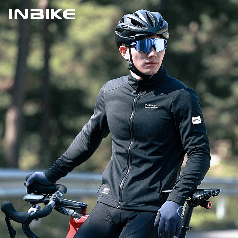 INBIKE zimowa męska odzież rowerowa z długimi rękawami wiatroszczelna rowerowa męska kurtka Soft Shell pogrubiony wiatroszczelny sprzęt rowerowy