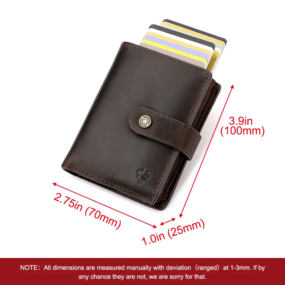 Crazy Horse Leather RFID Credit Card Holder Mens Double Anti Rfid Bank Cardholder Case Wallet Metal Business Minimalist Purse