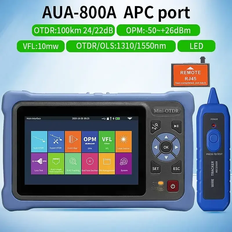 

Top! MINI OTDR 1310/1550nm 26/24dB Fiber Optic Reflectometer Touch Screen VFL OLS OPM Event Map Ethernet Cable Tester