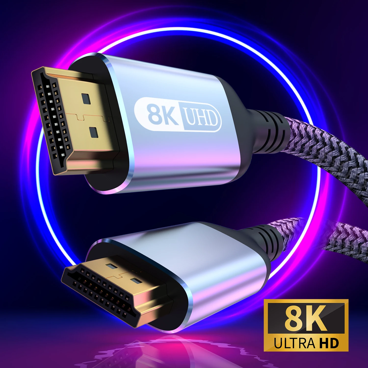 8K HDMI Cable HDMI 2.1 High Speed Cord 8K@60Hz 4K@120Hz Ultra HD HDMI to HDMI Cord Braided  Compatible with HDTV PS4 PS5