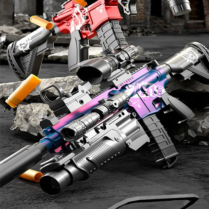 

Dumped M416 Soft Bullet Gun Toy Gun Can Be Fired Manually Loaded Assault Rifle Submachine Gun Model Christmas Birthday Gift