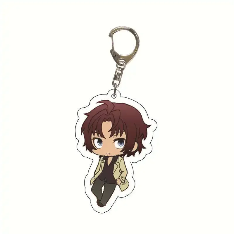 New Dogs Keychain Atsushi Nakajima Dazai Double Sided Transparent Acrylic Pendant Figure Key Holder Jewelry For Fans Accessories