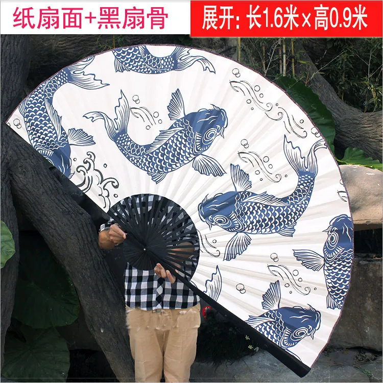 Handmade Japanese-Style Large Hanging Fan, Wall Decoration, Paper Folding Fan, Hotel and Restaurant, Unfold, 90cm