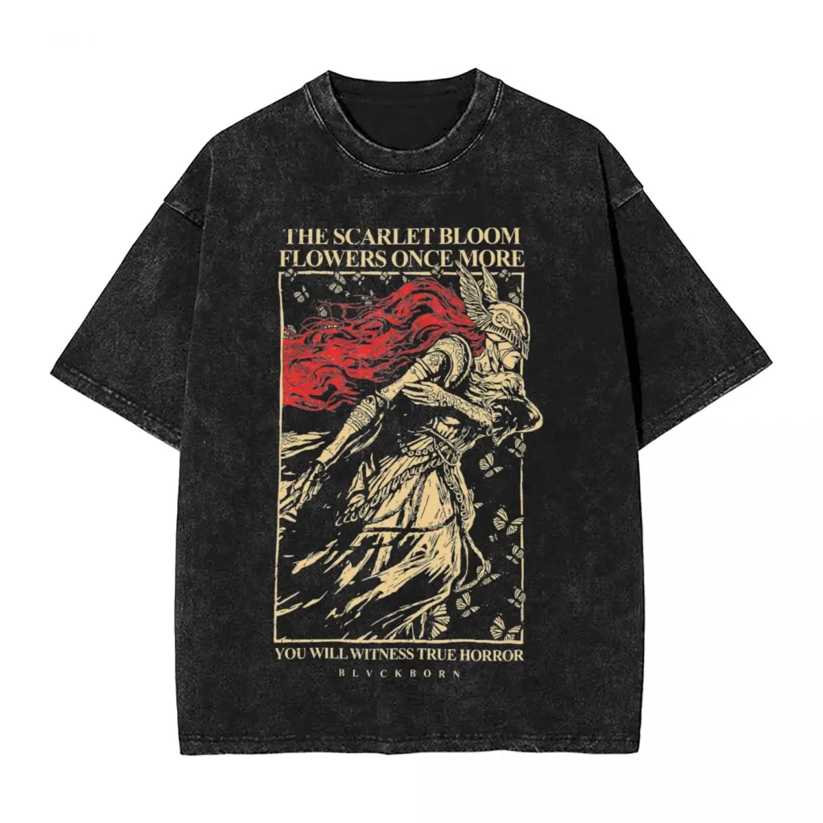 

Elder Washed T Shirts Streetwear Hip Hop Novelty T-Shirt Game Tees Tops Men Women Short Sleeve High Street Summer