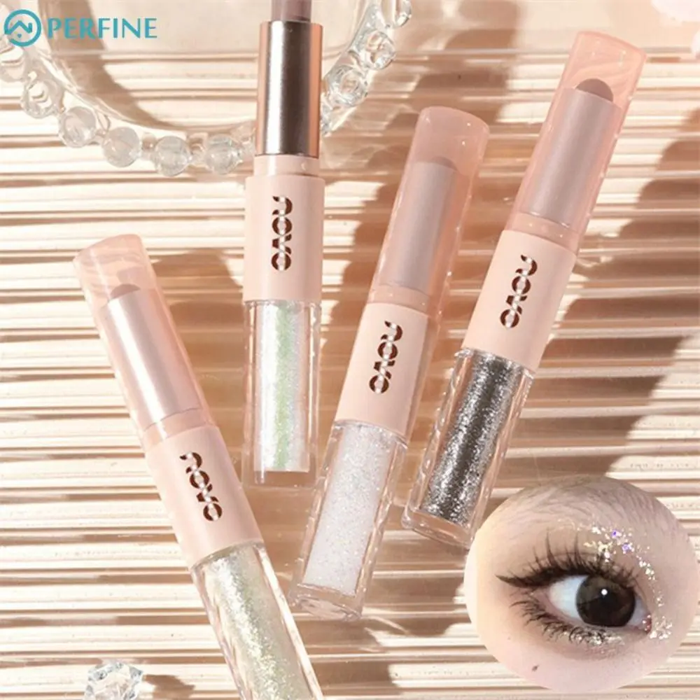 Waterproof Double-headed Eyeshadow Stick High Pigment Matte&Pearlescent Combination 2 in1 Diamond Liquid Eyeshadow Glitter