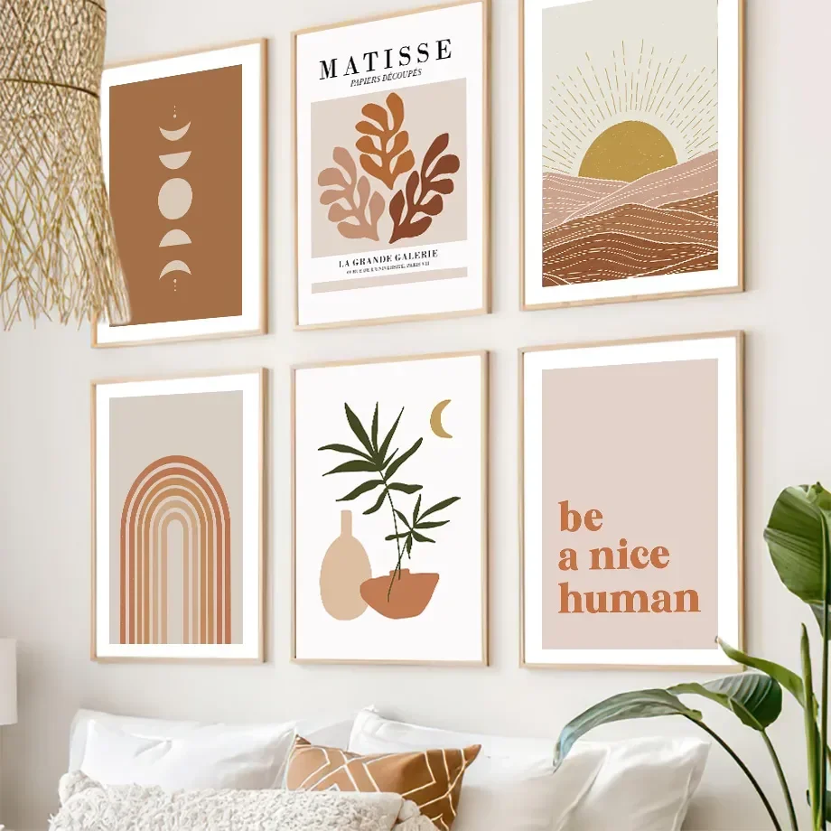 Neutrale Boho Henri Matisse Regenbogen Sonnenaufgang Blatt Poster Wandkunst Ästhetik Druck Leinwandgemälde für Wohnzimmer Heimdekoration