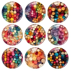 Handmade Rainbow Color Dot Photo Glass Cabochon Flatback Charms Demo Flat Back Cameo For Diy Jewelry Making Findings Accessories