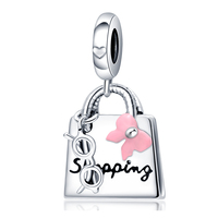 100% 925 Sterling Silver Charm Bead Pendant 3mm Handbag Elegant Original Design DIY Premium Fine Jewelry Making