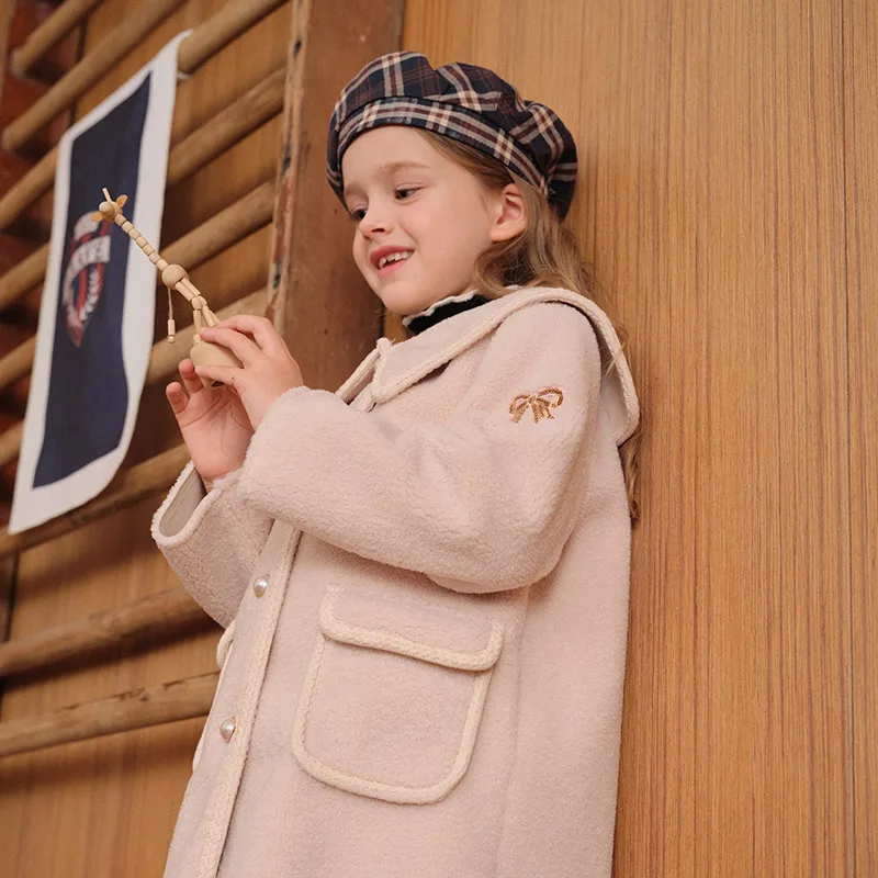 Dave Bella Girls Coat Autumn Winter Baby Kids Thick Plush Lapel Jacket Casual Outerwear Cute Princess Children Clothes DK4242767