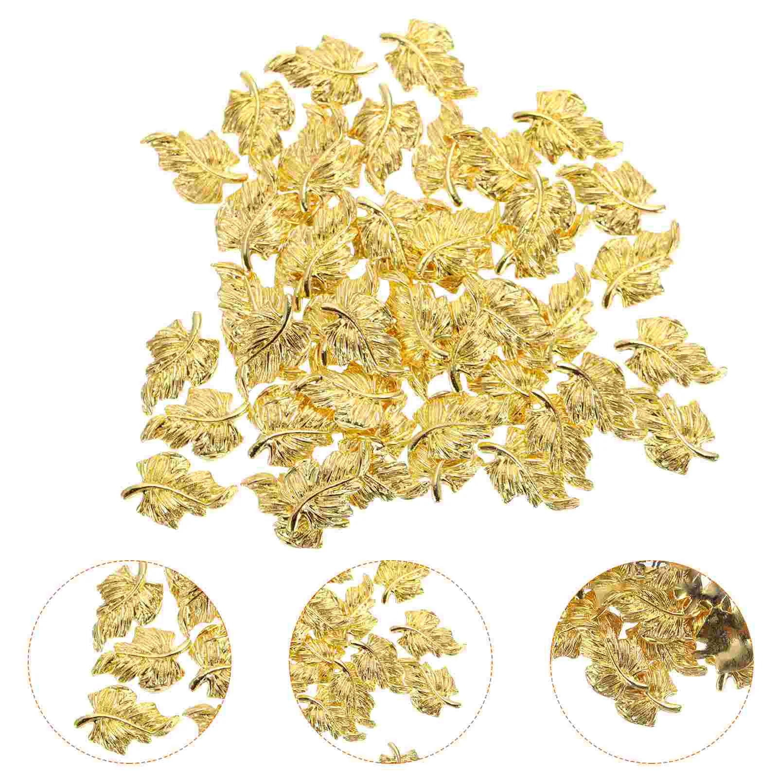 

100 Pcs Nail Leaves Ornaments Jewelry Charm Leaf Decor Manicure Decoration Stickers DIY Metal Woman