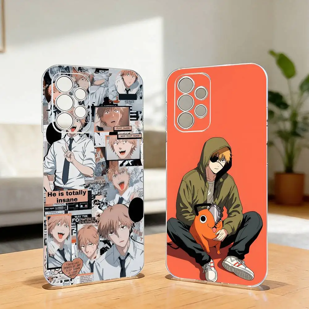 C-Chainsaw Man figure D-Denji Phone Case For Samsung S25,S24,S21,S22,S23,S30,Ultra,S20,Plus,Fe,Soft Silicone Transparent Cover