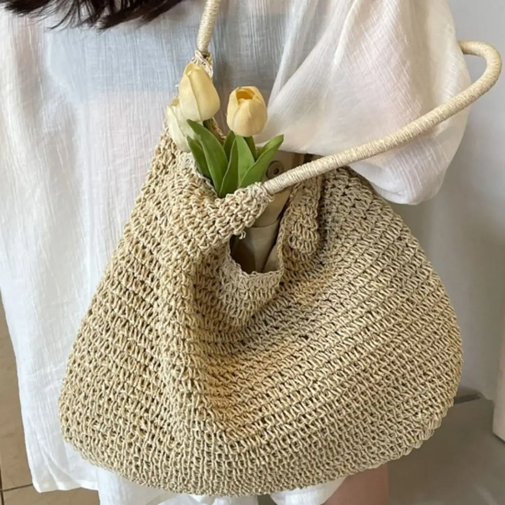 

Fashion Hollow Out Straw Shoulder Bag Bohemian Casual Summer Beach Bag with Tassel Large Capacity Women Shopping Handbag Outdoor