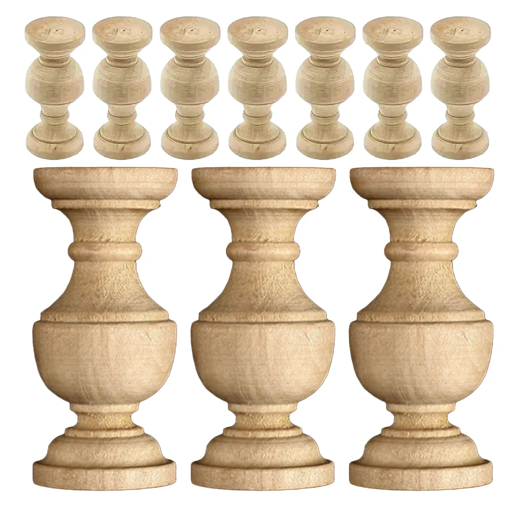 

10 Pcs Decorative Wood Spindles Carved Decoration Craft Columns Woodworking Bookshelf DIY Furniture Bed Frame